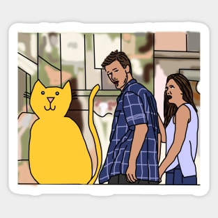 Distracted Boyfriend Meme Yellow Cat Sticker